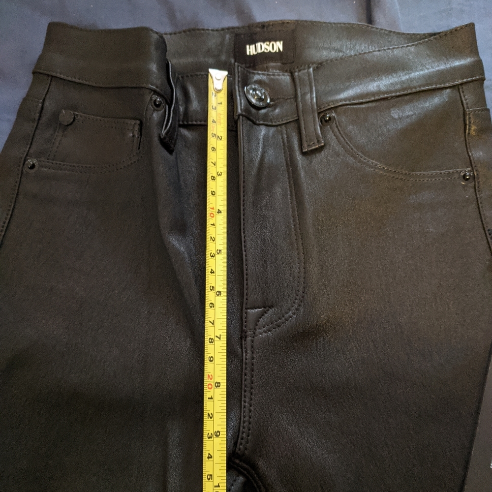 Hudson Barbara Stretch Leather Jeans Pants Black - Picture 4 of 8